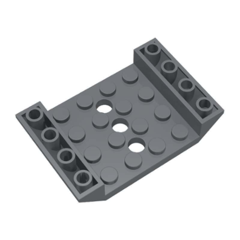 Dakpan, Omgekeerd 45° 6x4 dubbel met 4x4 inkeping en 3 gaten Dark Bluish Gray